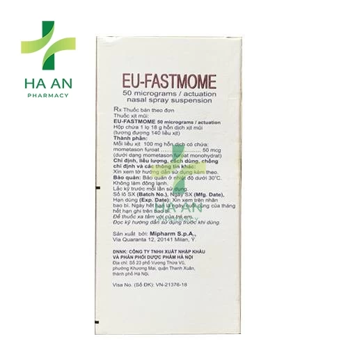 Thuốc Xịt mũi Eu-Fastmome 50 micrograms/actuationMipharm S.P.A