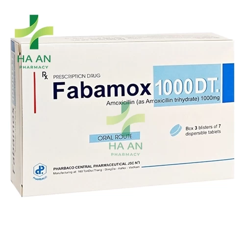 Thuốc Uống Fabamox 1000 DTCông ty cổ phần dược phẩm Trung ương I - Pharbaco