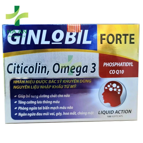 Ginlobil Forte - viên uống tuần hoàn não hộp 10 vỉ x 10 viên