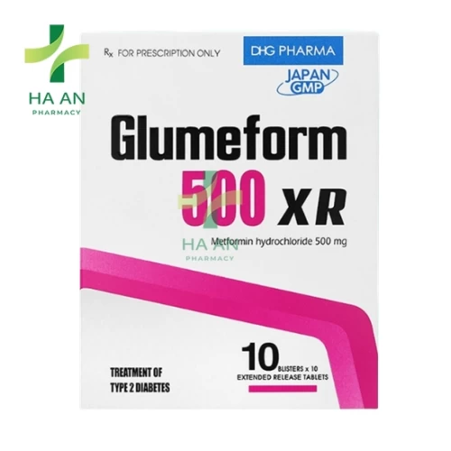 Thuốc Uống, viên nén giải phóng kéo dài Glumeform 500 XR- DP DHG
